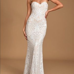 White Sequin Strapless Dress